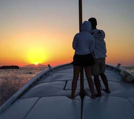 Capri Blue Boats Sunset